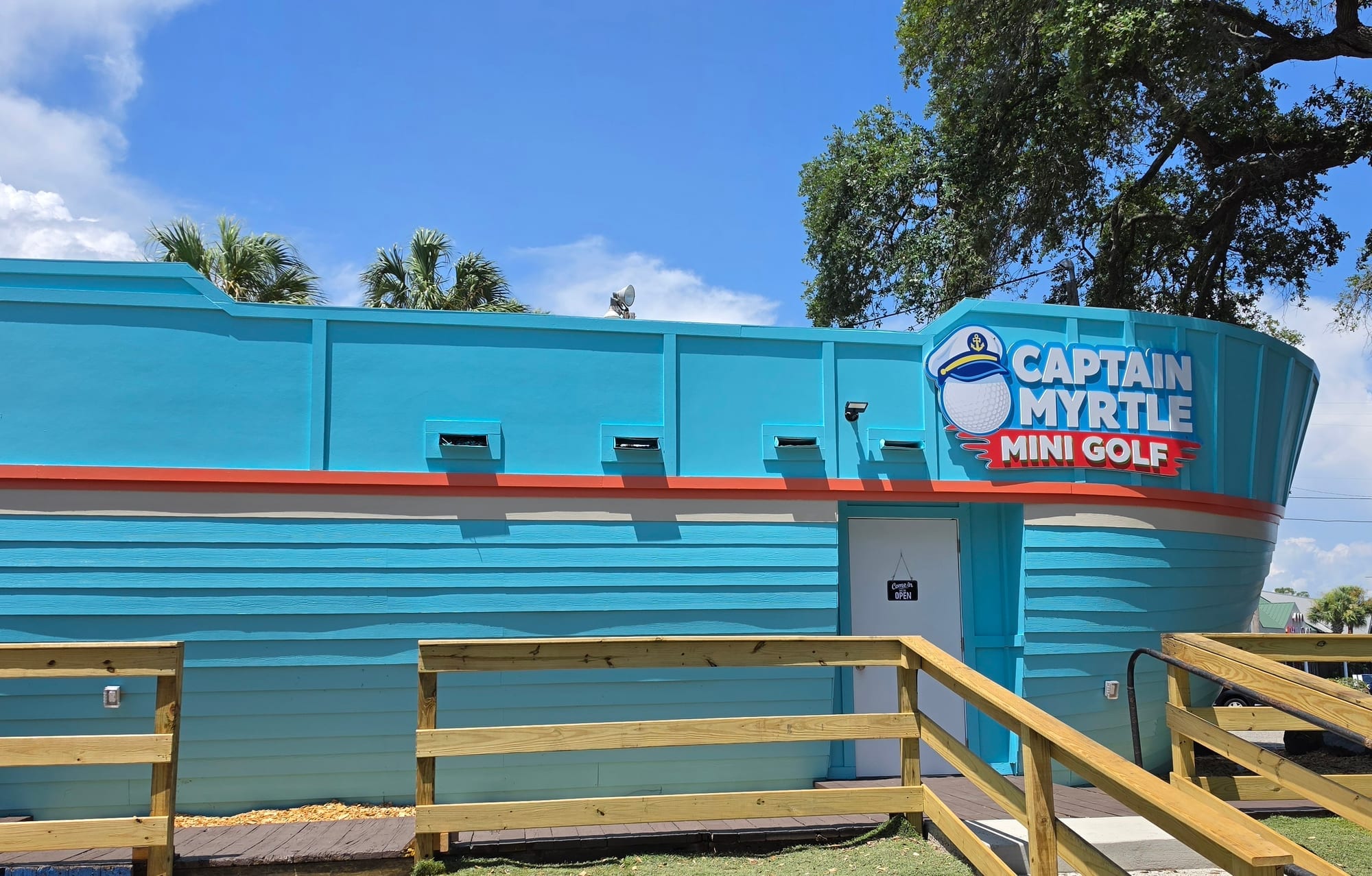 The real ship-shaped clubhouse at Captain Myrtle Mini Golf in Myrtle Beach